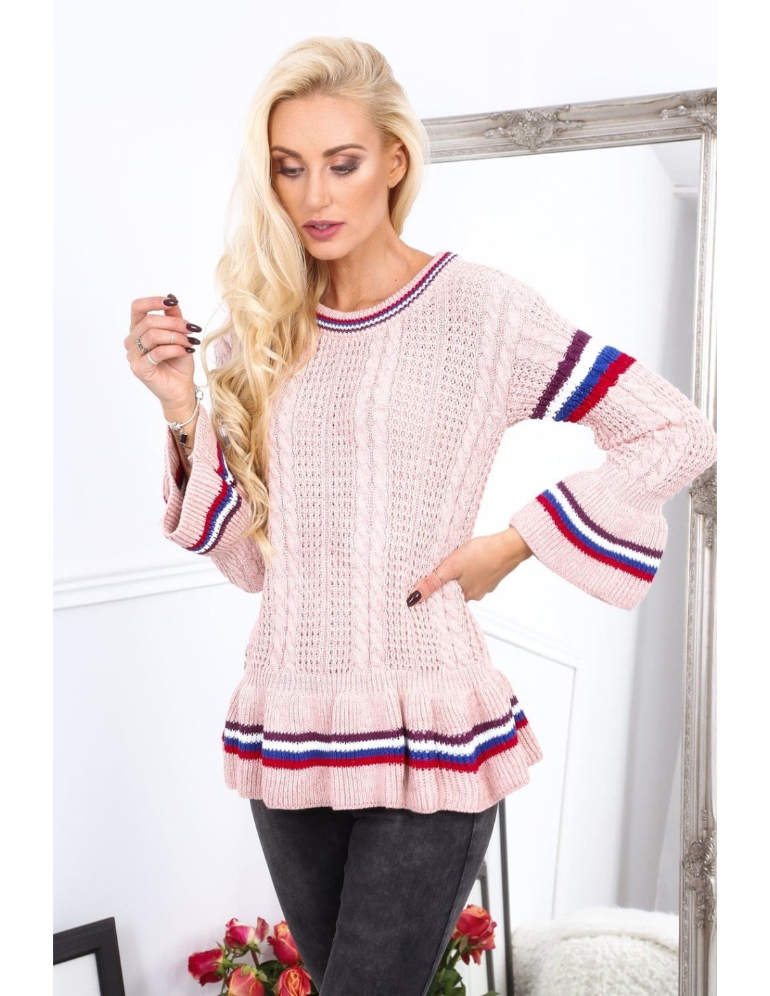 Light pink ruffled sweater RR20069 - Online store - Boutique